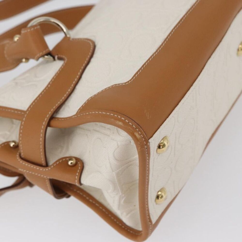 Salvatore Ferragamo Gancini Top Handle Canvas White Pvc Handbag - Picture 10 of 16